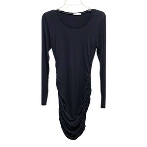 Dex Ruched Long Sleeve Mini Dress Black Women’s Size Small
